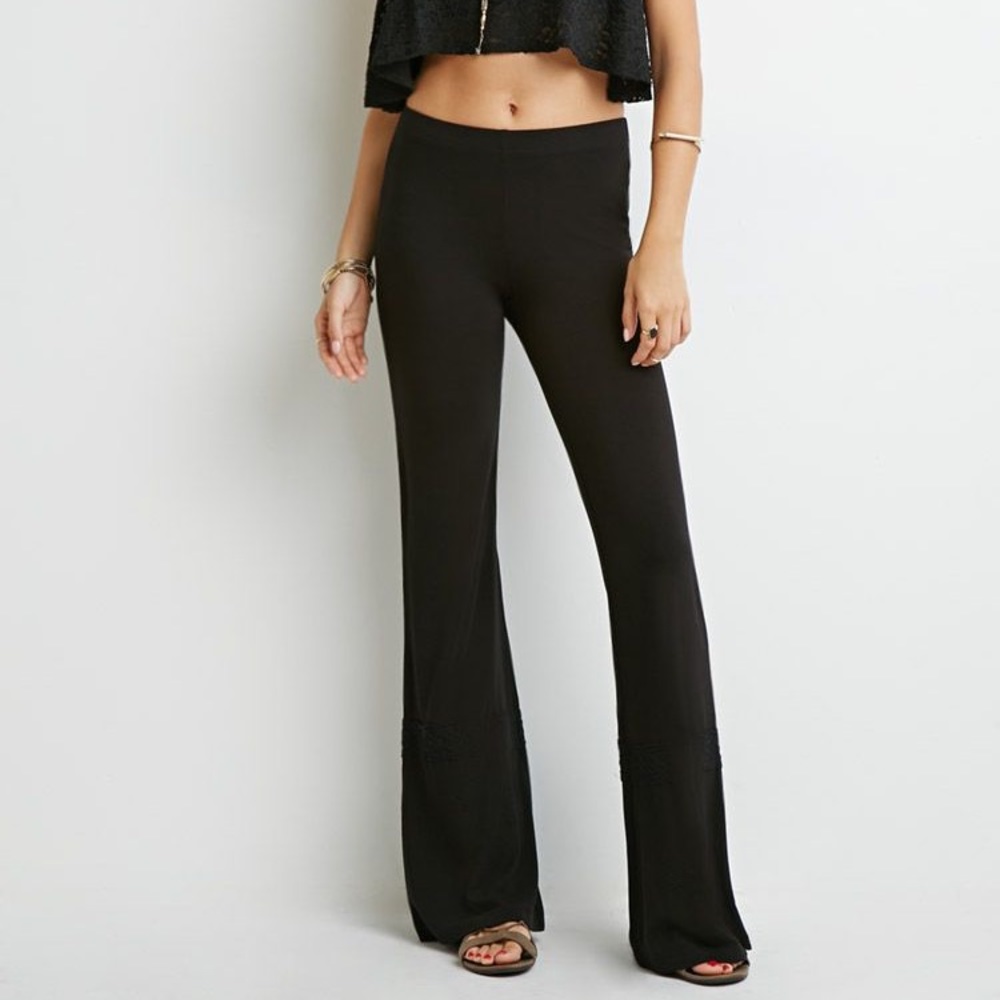 Forever 21 crochet trim bell bottom pants